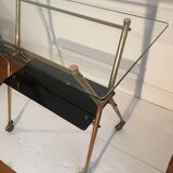 Serving table glass and brass, fifties