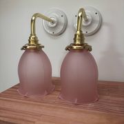 Paire d’appliques murales tulipes roses