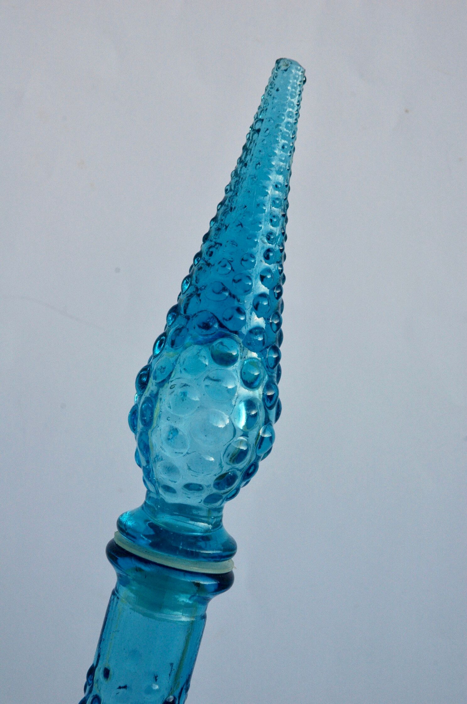 1960s turquoise blue glass bottle
