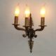 Set of 3 Bronze French Empire Style Triple Light Wall Sconces Neoclassical
