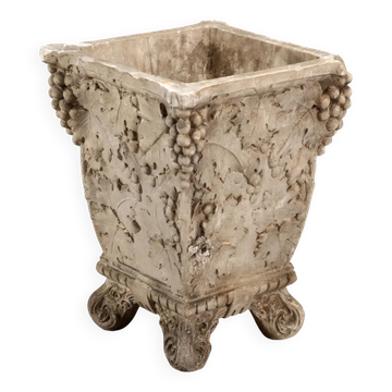Antique plaster vase decorated with bunches of grapes, Italy, 19th century.
