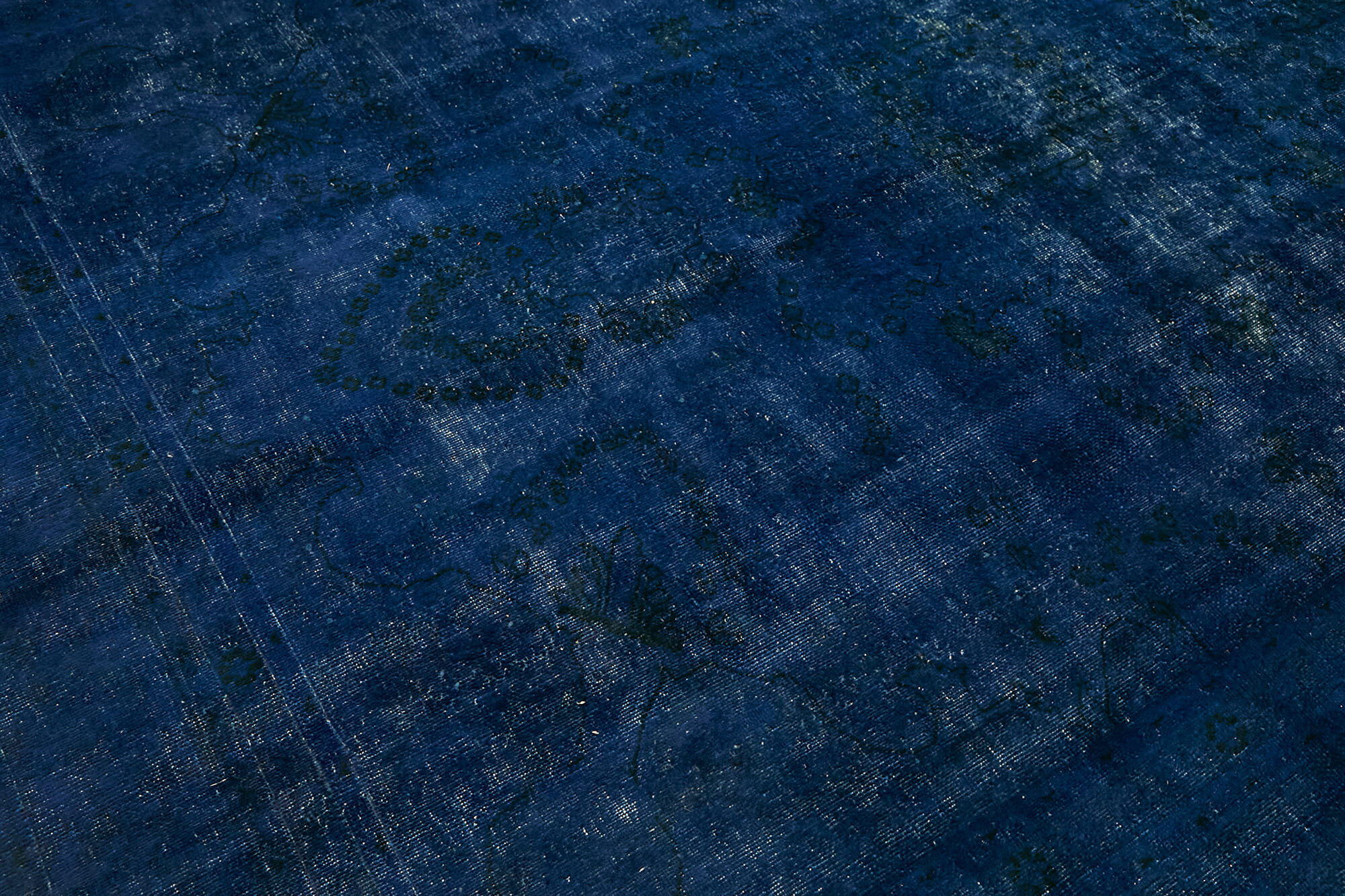 Hand-knotted anatolian vintage 1970s blue wool carpet