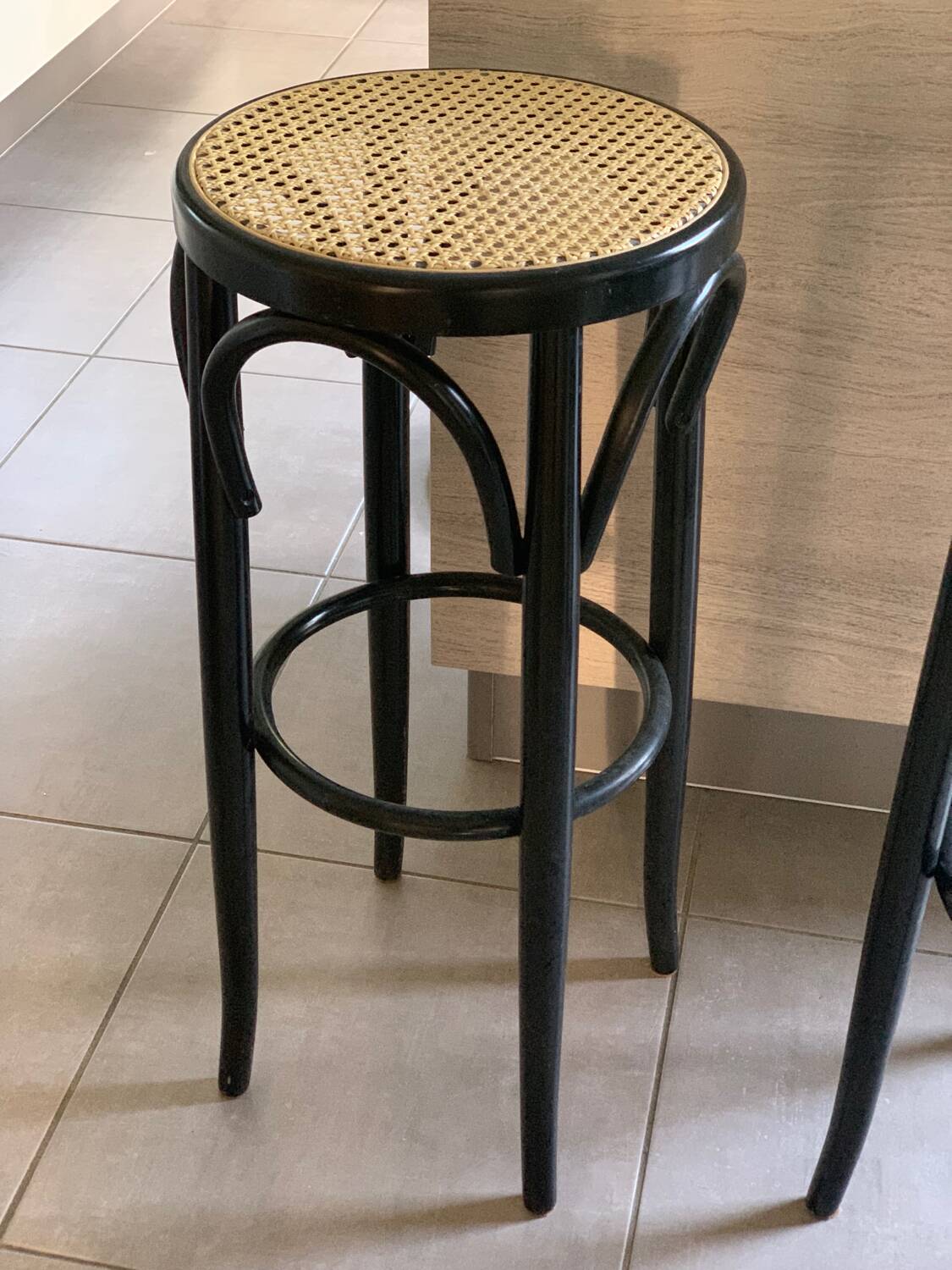 Wood and cane bar stools