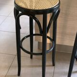 Wood and cane bar stools