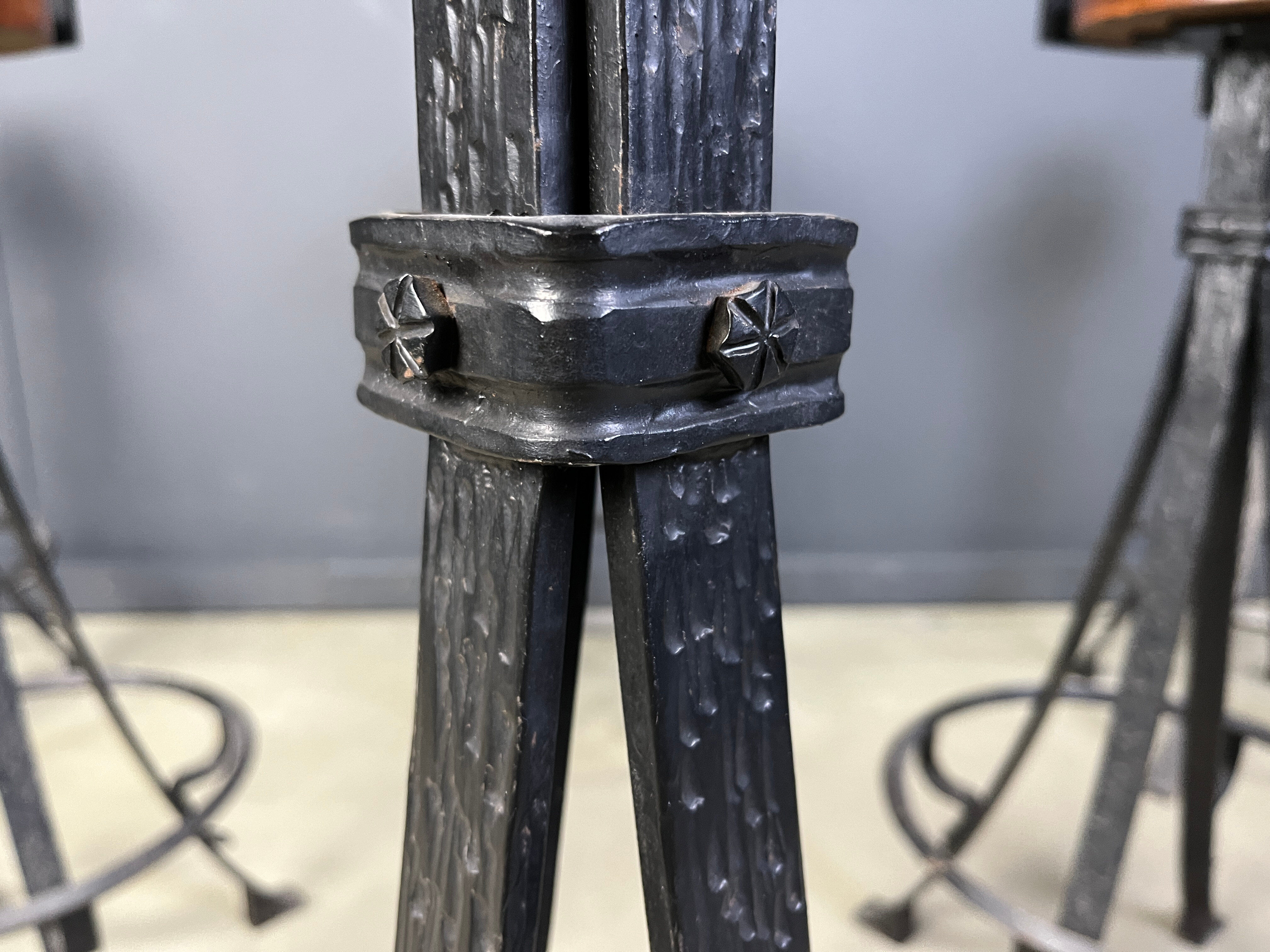 Vintage brutalist wrought iron bar stools, 1960s - set of 6