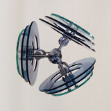 1970s gorgeous blue and green chandelier by veca. made in italy
