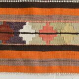 Pink & Brown Turkish Vintage Kilim Runner Rug, 77x387Cm