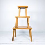 Ensemble de 3 tables gigognes vintage Mid-Century en chêne massif style bru