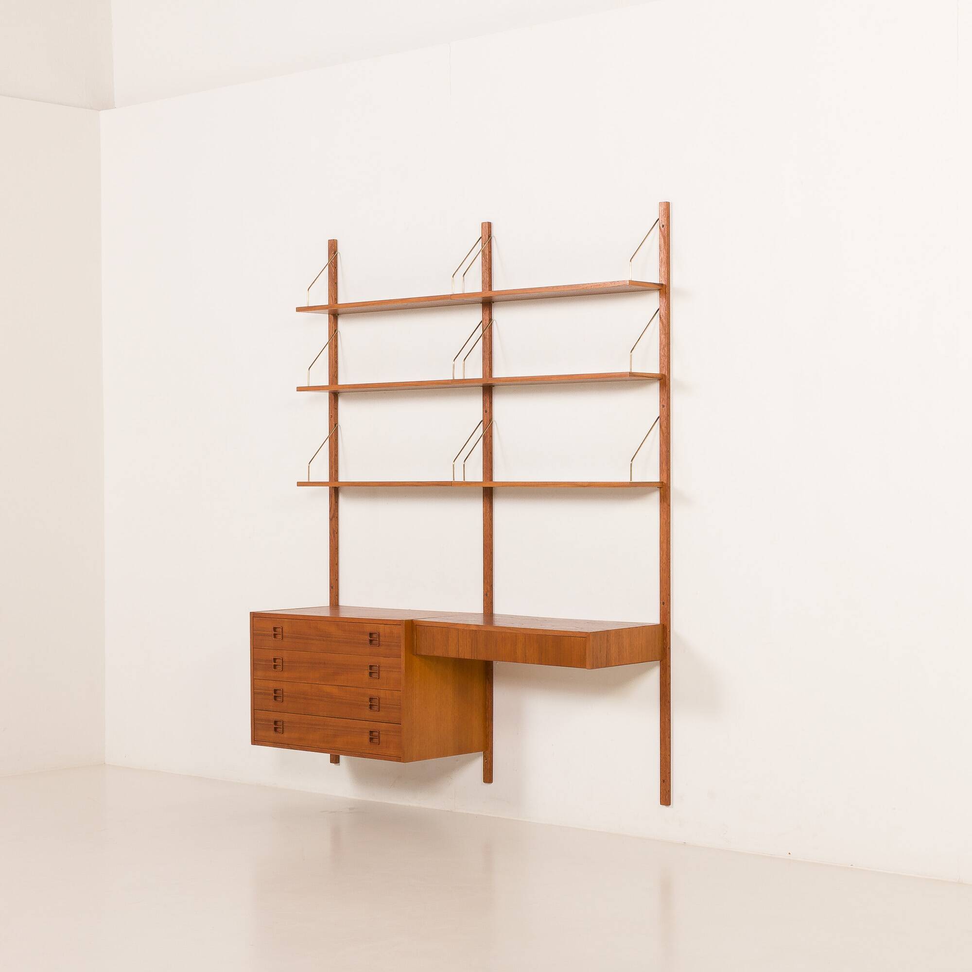 Danish vintage teak wall unit with a desk, 1960s