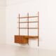 Danish vintage teak wall unit with a desk, 1960s