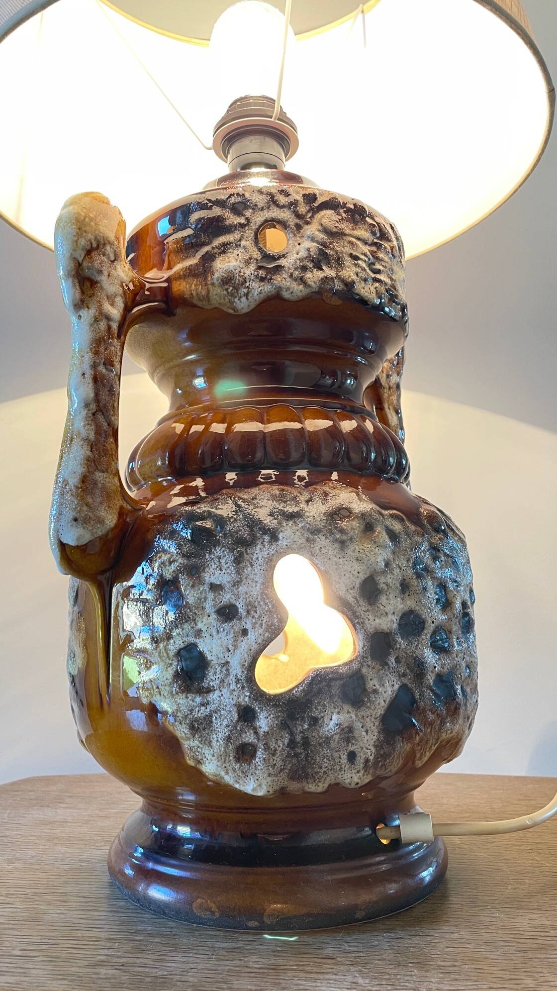 Lamp ceramic fat lava double lighting 70s