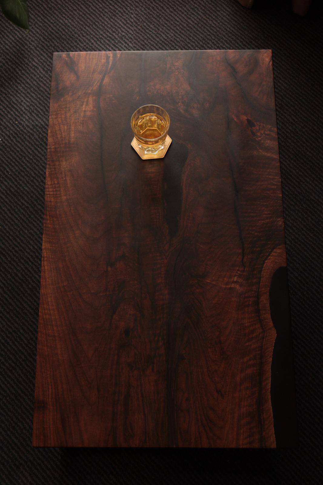 Handcrafted coffee table in solid walnut & epoxy resin – unique piece