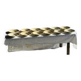 Set of 12 beige, pink, and blue deep plates from Digoin Sarreguemines, vintage.