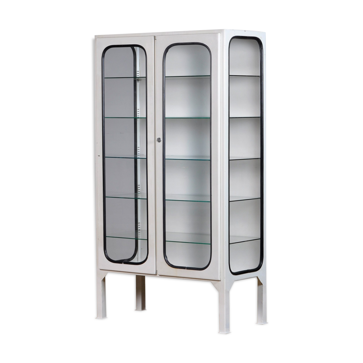 Glass & iron medical cabinet, 1970s
