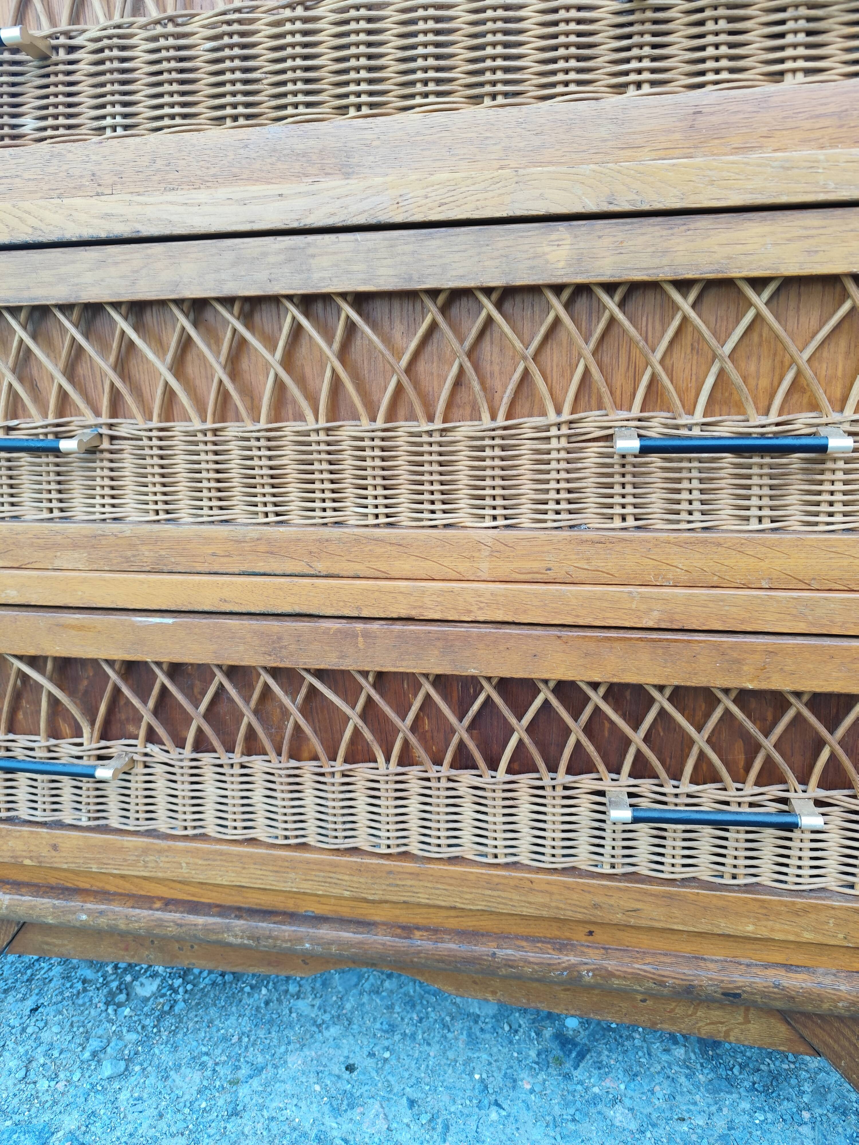 Vintage 4-drawer bamboo rattan chest of drawers