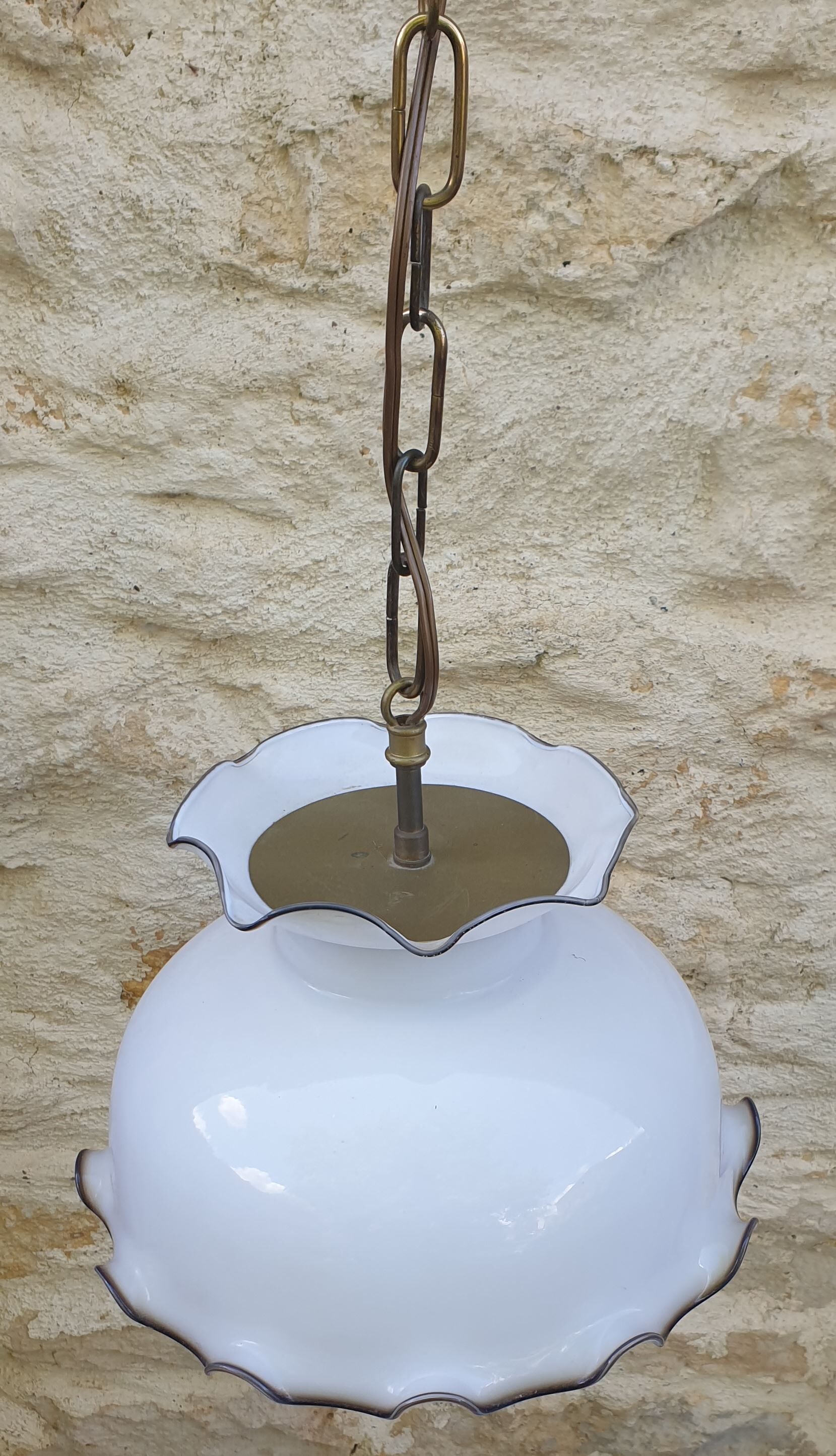 Vintage opaline glass suspension