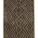 Brown cream wool kilim handmade flatwoven contemporary area rug- 218x301