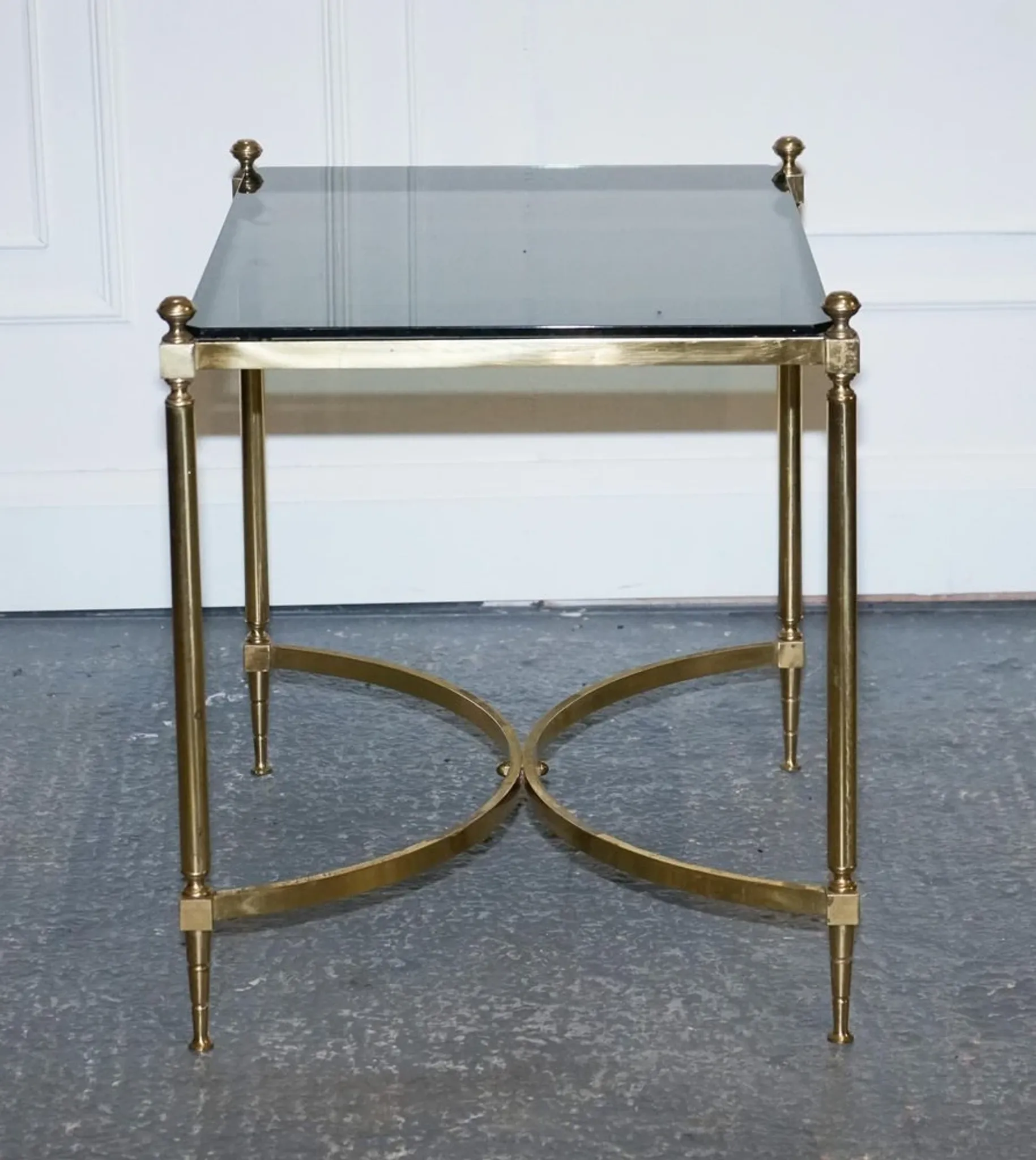 Hollywood Regency Coffee Table in Brass and Smoked Glass, France, 1960s