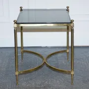 Hollywood Regency Coffee Table in Brass and Smoked Glass, France, 1960s