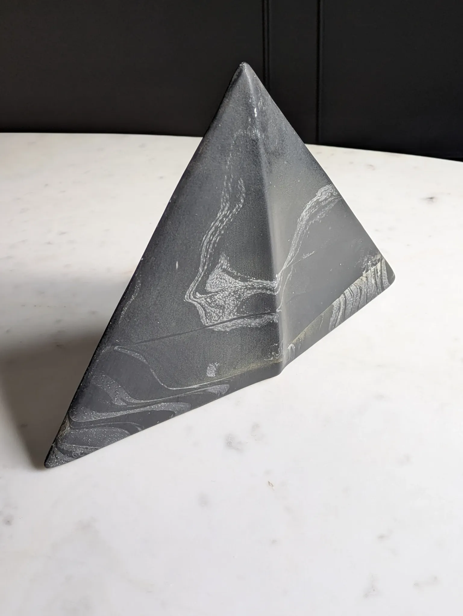 Geometric ceramic vase, mixed clay in IKEBANA & brutalist style