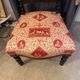 Fireplace or changing chair period 1900 in black lacquered wood and printed fabric