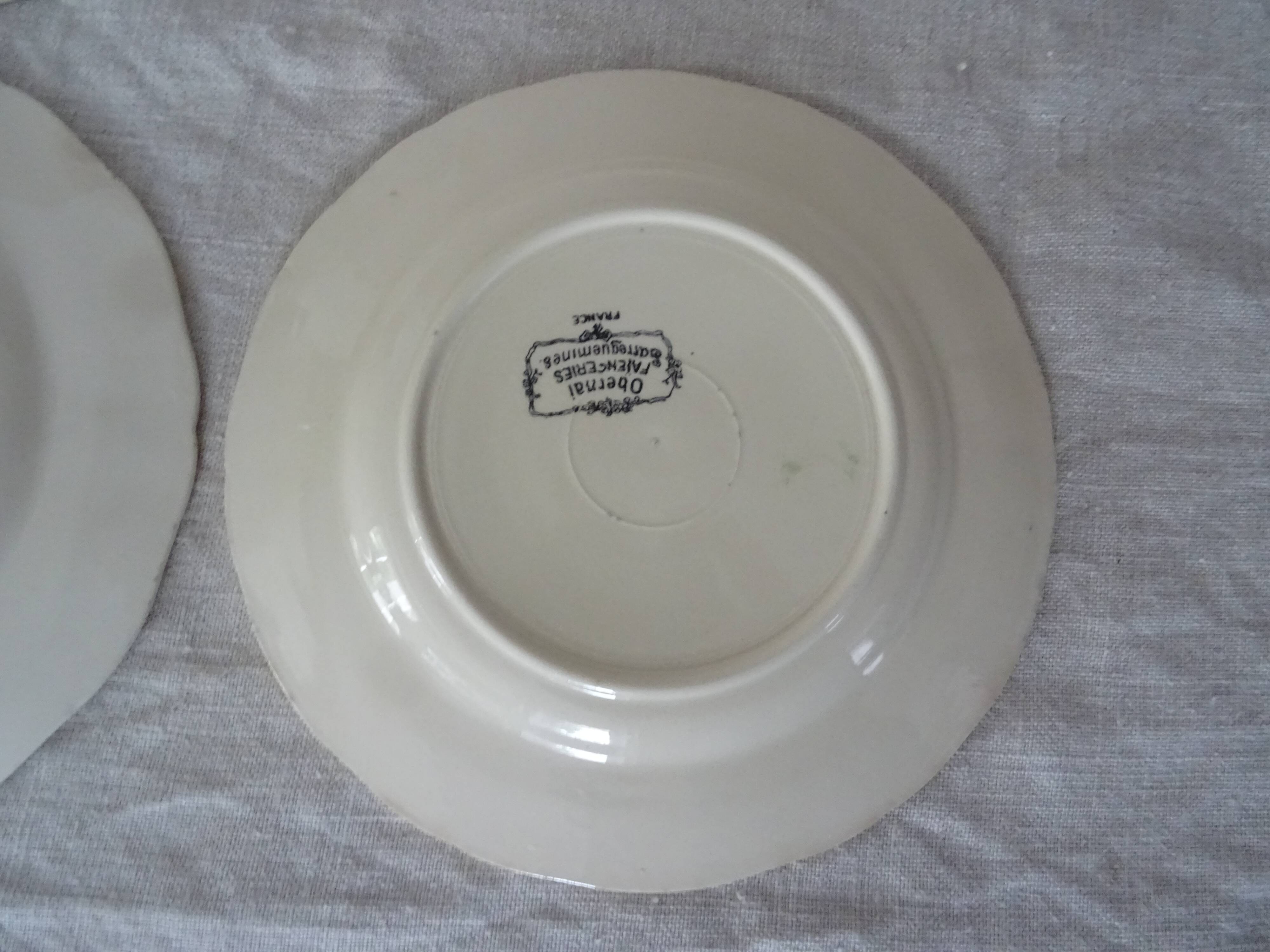 6 plates dessert H.Loux Sarreguemines Obernai