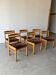 Set of 6 beech frame chairs in vintage 70s Scandinavian style.