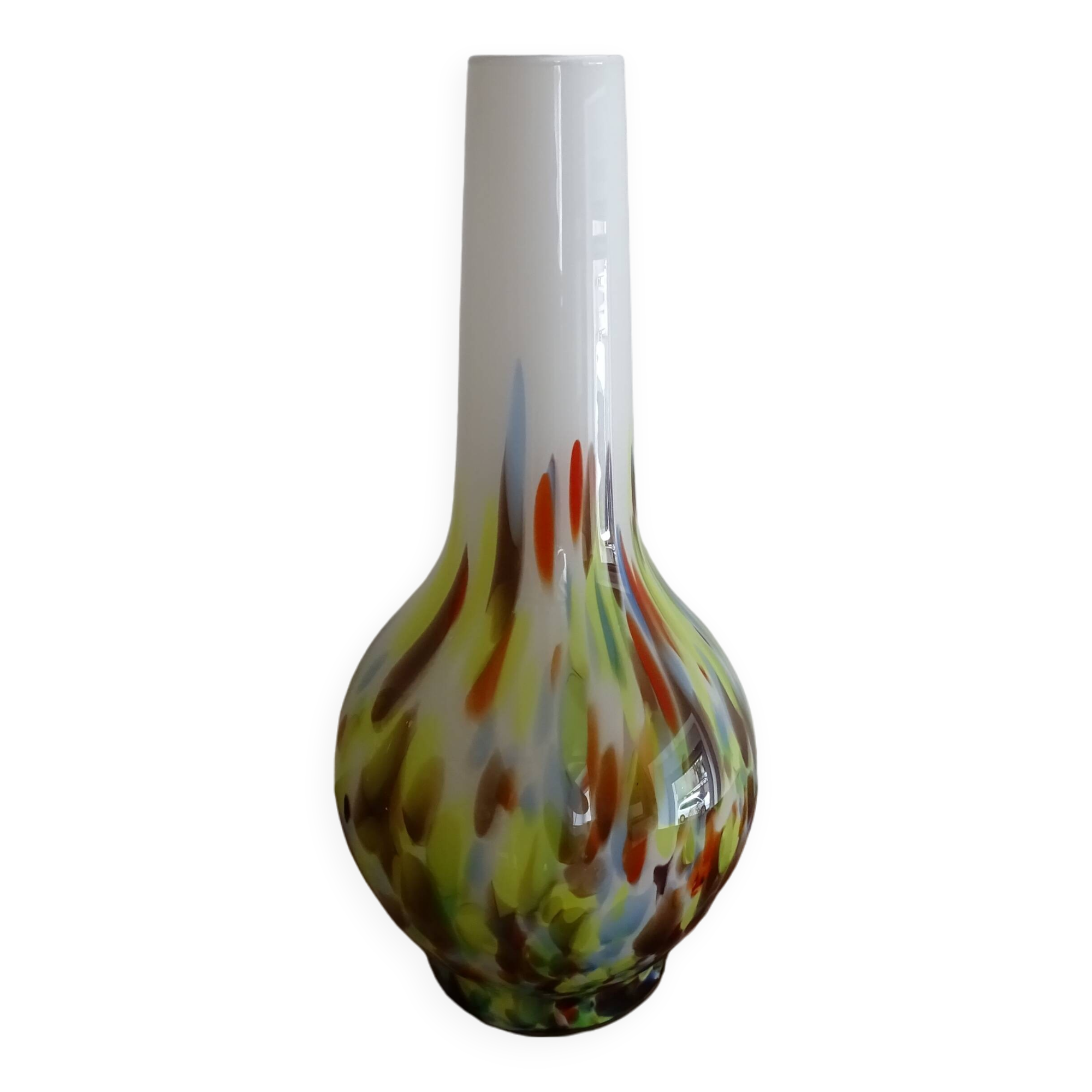 Large Murano vase in multi-colored blown glass - 38.5 cm!