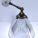 Articulated wall light glass Holophane brass porcelain