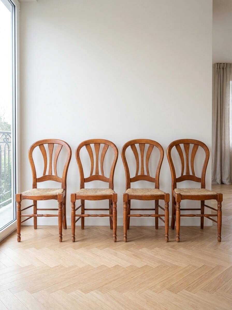 4 chaises en bois