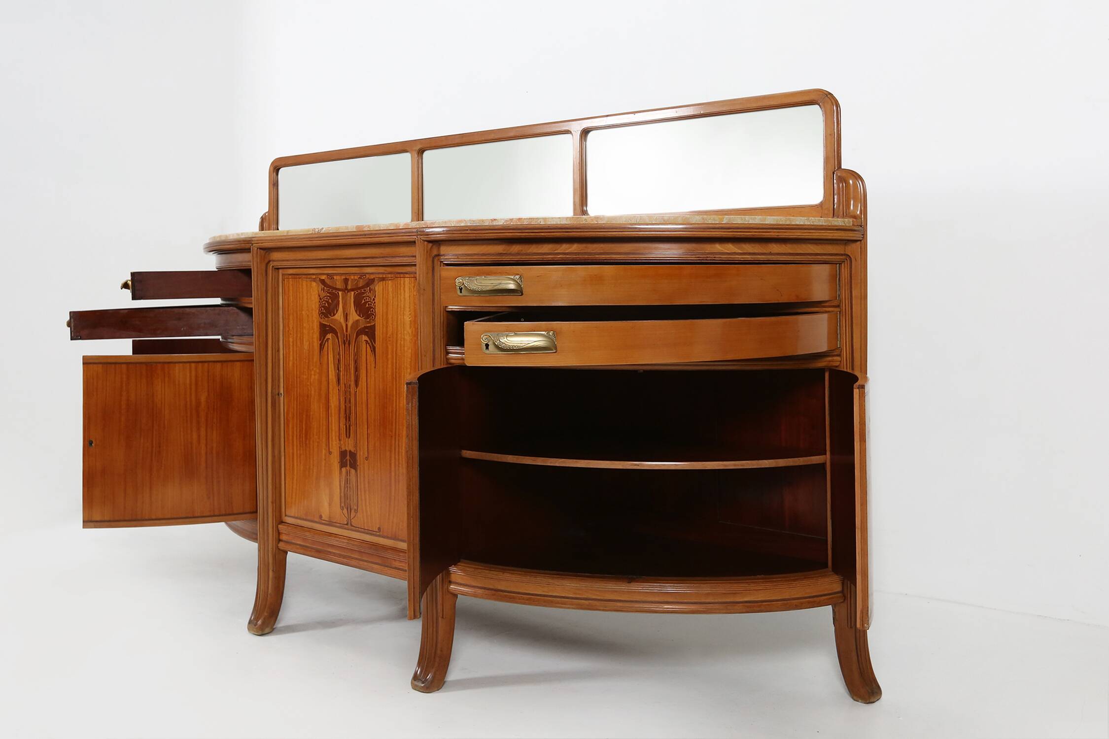 Exceptional hemisphere Art Nouveau Sideboard by Maurice Dufrene, France 1911