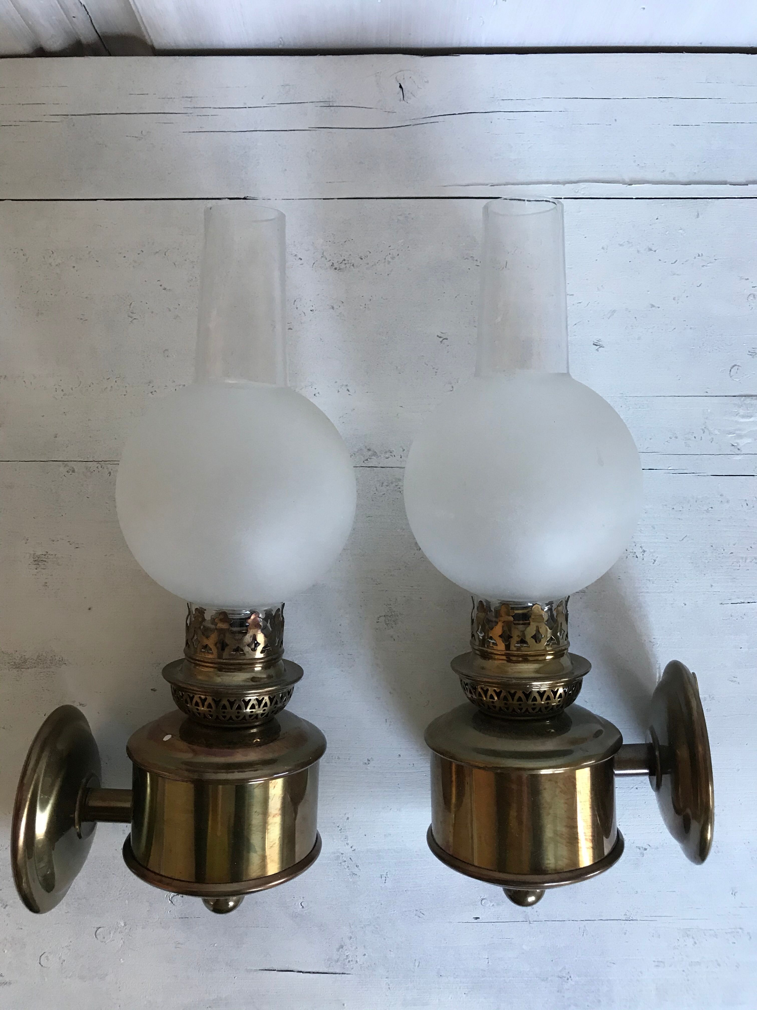 Old pair of brass wall light