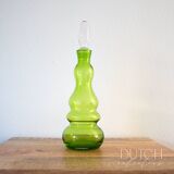 Vintage Green Decanter, Sculpted Glass Carafe, Rare Item, Wet Bar Decor