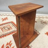 Modernist side table Art Deco Walnut and chromed steel