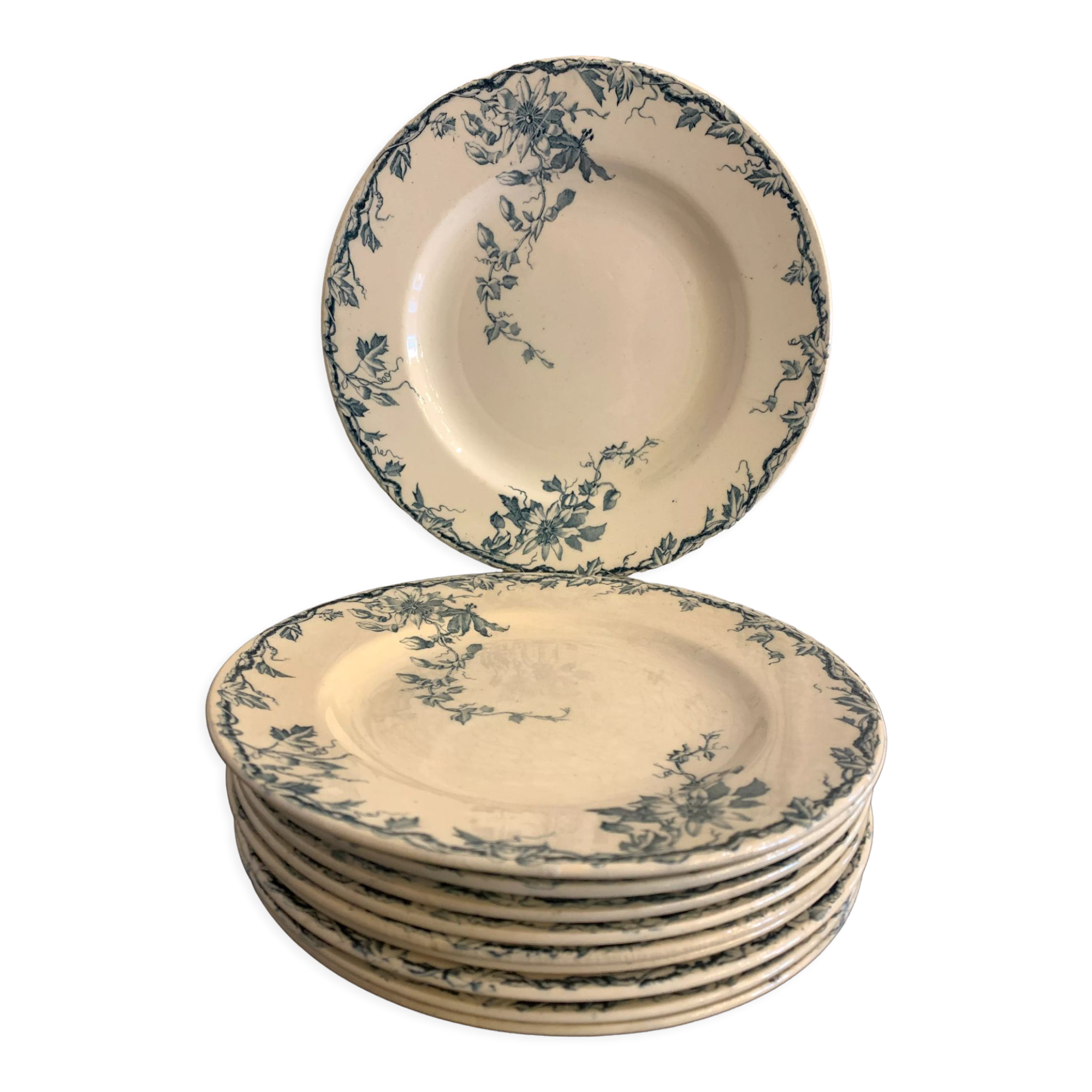 Set of 10 dessert plates KG Lunéville Passiflore model