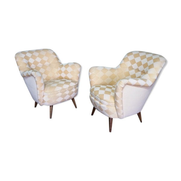 Paires de fauteuils club organique année 50-60