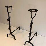 Pair of wrought iron fire tongs