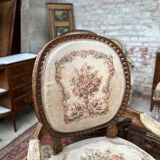Suite of Five Armchairs with Back Medallion Louis XVI Style