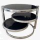 Table basse vintage Leitmotiv Swivel en métal chromé et verre, Pays-Bas 1970-1980