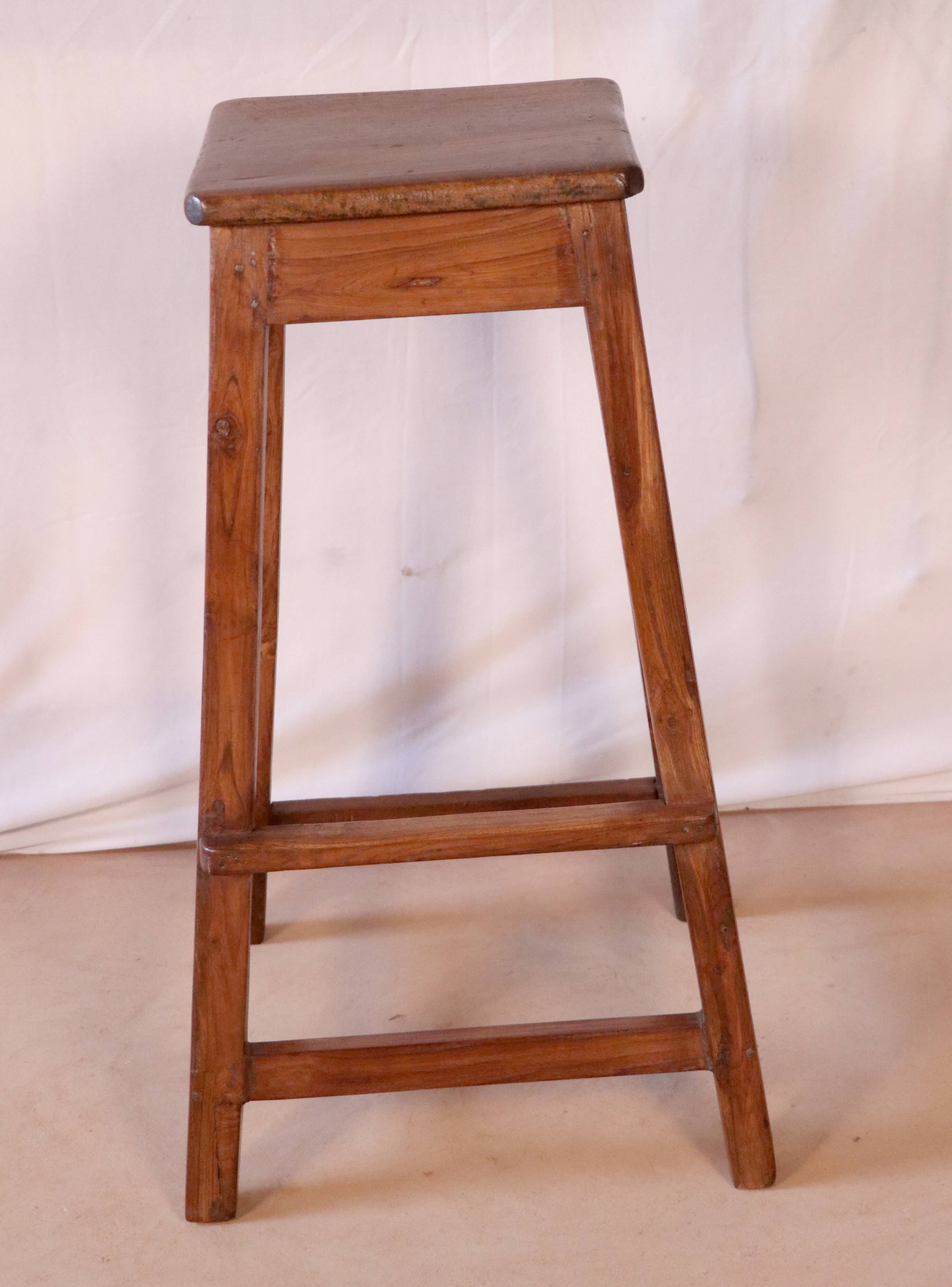 Old Burmese teak workshop top stool