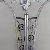 Important Double-Headed Lamp, Wrought Iron by Schneider, France, c. 1920