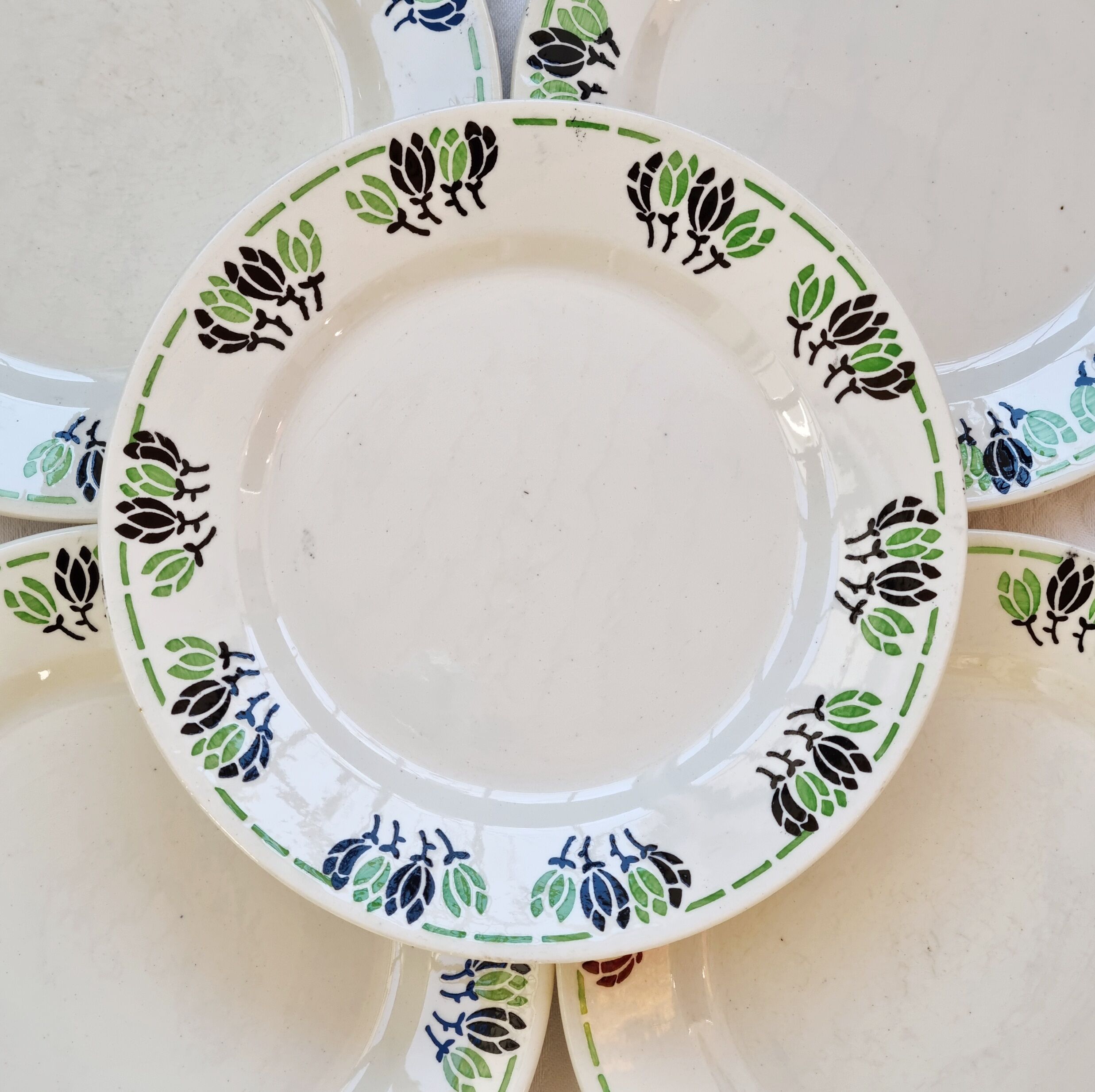 Set of 5 plates for dessert Paulette by H.B.C Choisy Le Roi