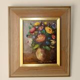 Original Swedish Mid-Century Oil On Canvas Painting" Floral Still life " by K. Bergström
