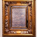 Venetian Art Nouveau large aged glass- Carved vintage mirror