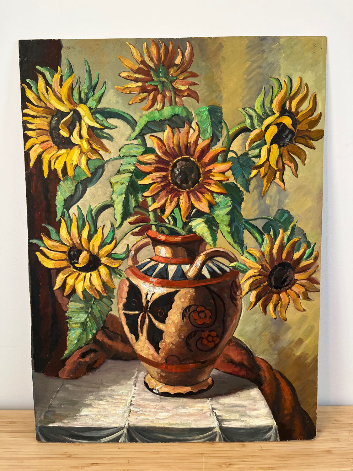 The sunflowers, knife technique on panel.