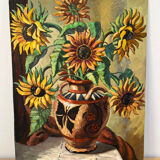 The sunflowers, knife technique on panel.
