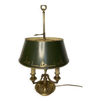 Lampe bouillote Empire bronze abat-jour tôle début XXème