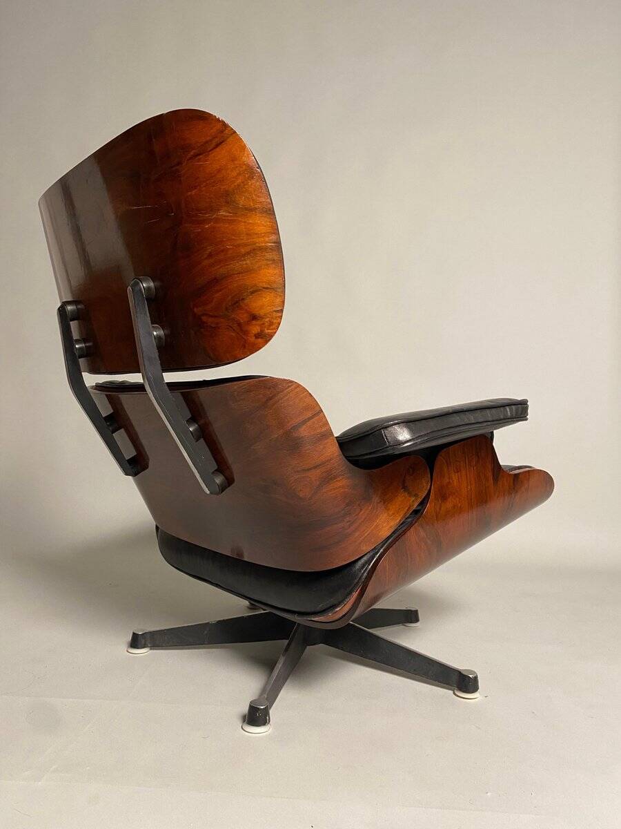 Lounge Chair in Black Leather attributed to Charles Eames for Herman Miller, 1956