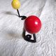 Vintage hook 2 hooks and 2 individual hooks in black metal and tricolor wood