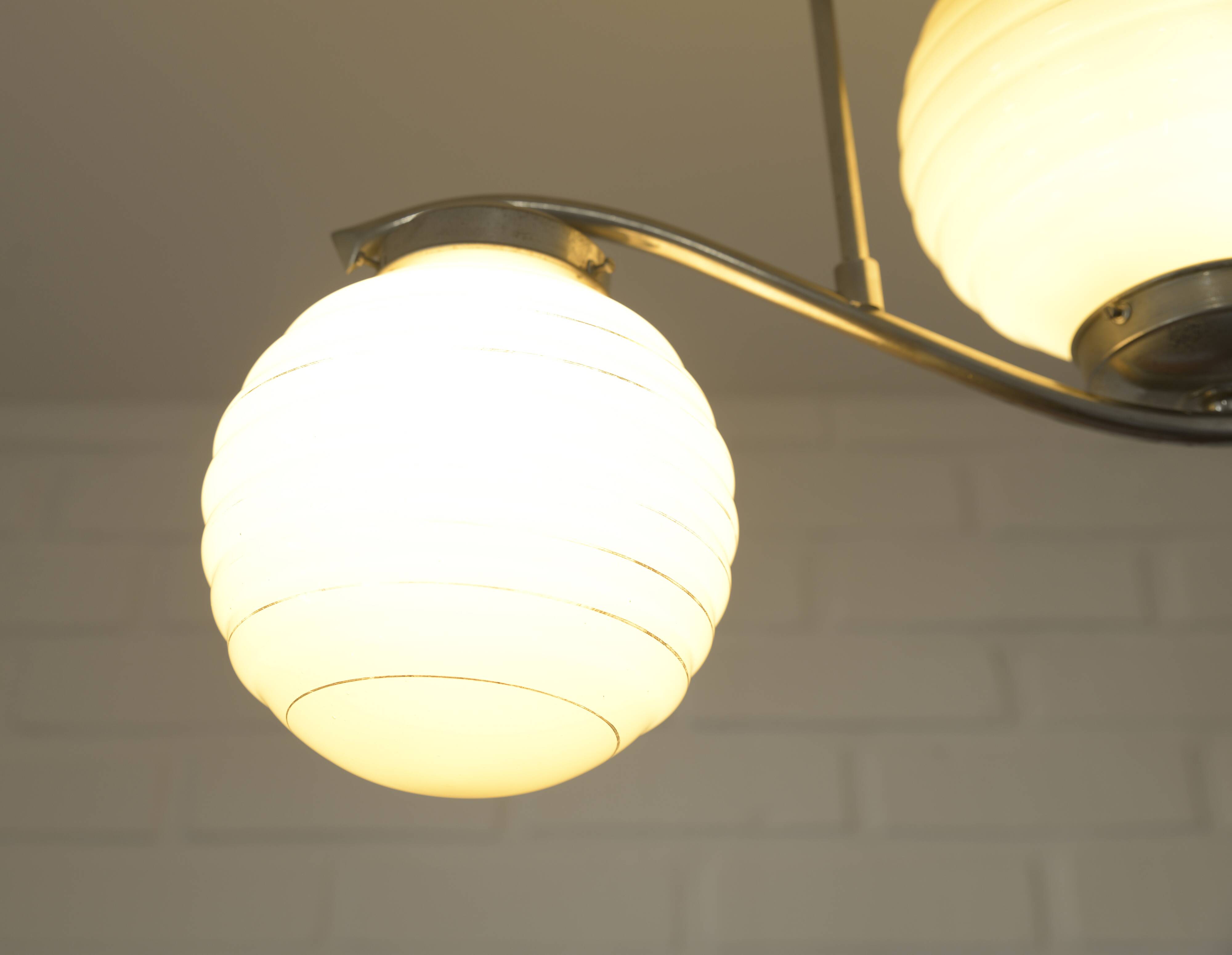 Original Art Deco Antique Chandelier Hanging Lamp Bauhaus Era